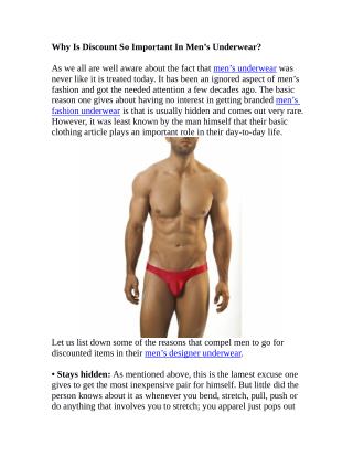 Why Is Discount So Important In Men’s Underwear?