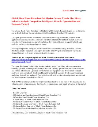 Global Black Flame Retardant Felt Market Overview and Developments by 2015