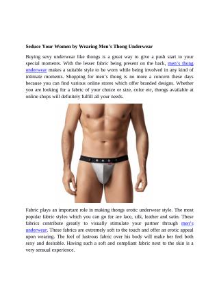 Seduce Your Women by Wearing Men’s Thong Underwear