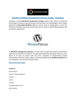 WordPress Website Development Services London - Sowedane
