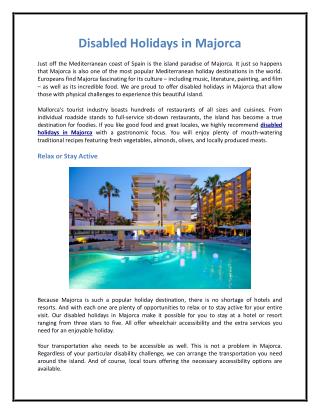Disabled Holidays in Majorca
