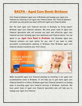 BACFA - Aged Care Bonds Brisbane