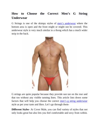 How to Choose the Correct Men’s G String Underwear