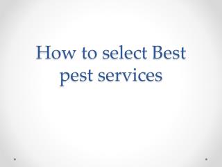 How to select Best office pest services
