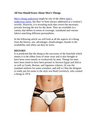 All You Should Know About Men’s Thongs