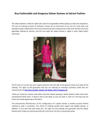 Buy Fashionable and Gorgeous Salwar Kameez at Satrani Fashion