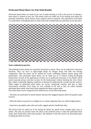 Perforated Metal Sheets Are Pals With Benefits