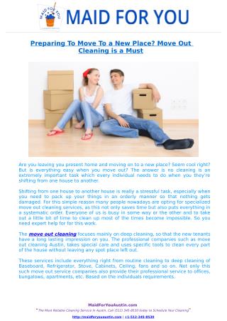 Preparing To Move To a New Place? Move Out Cleaning is a Must!