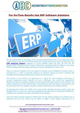 For Efficient On-Time Results Use ERP Software Solutions!