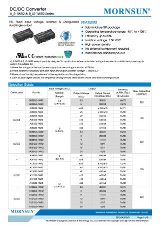 DC/DC Converter A_S-1WR2 & B_LS-1WR2 Series