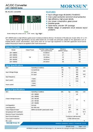 AC/DC Converter LS01-15BXXSS Series