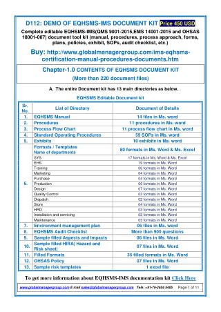 EQHSMS Documentation Kit