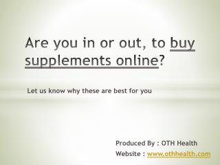 Buy Supplements Online - OTH Health