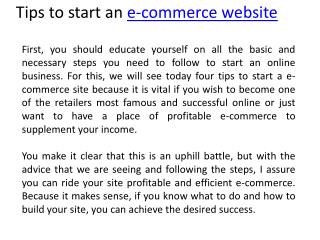 Tips to start an e-commerce website
