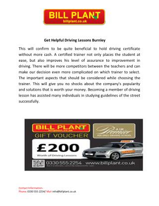 Get Helpful Driving Lessons Burnley