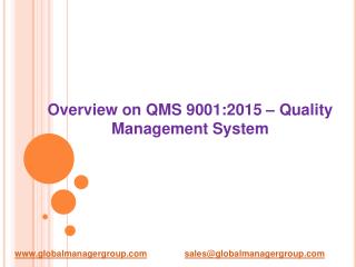 Overview on QMS 9001:2015 – Quality Management System