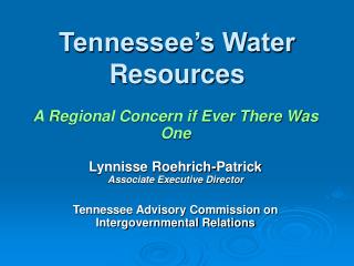 Tennessee’s Water Resources