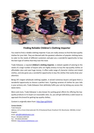 Finding Reliable Children’s Clothing Importer