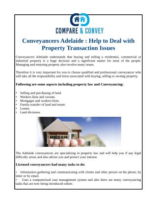 Conveyancers Adelaide : Help to Deal with Property Transaction Issues