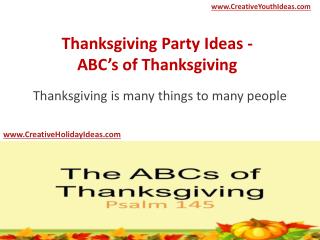 Thanksgiving Party Ideas - ABC’s of Thanksgiving