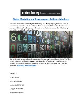 Digital Marketing and Design Agency Fulham - Mindcorp