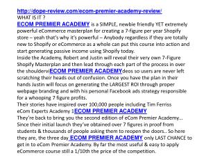 ECOM PREMIER ACADEMY review and bonus