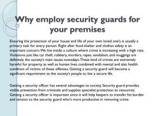 Why employ security guards for your premises