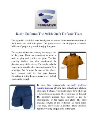Rugby Uniforms The Stylish Outfit For Your Team