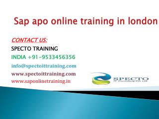 Sap apo online training in london