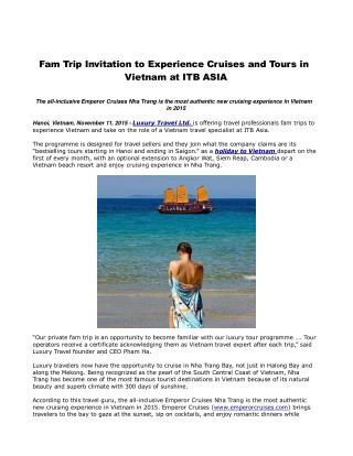 Fam Trip Invitation to Experience Cruises and Tours in Vietnam at ITB ASIA