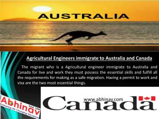 Agricultural Engineers immigrate to Australia and Canada