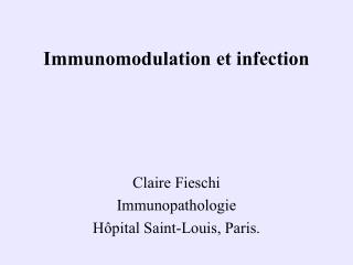 Immunomodulation et infection