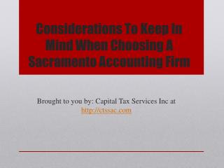 Considerations To Keep In Mind When Choosing A Sacramento Accounting Firm
