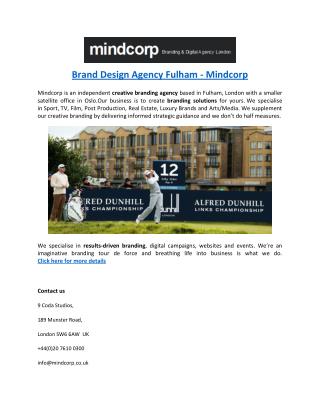 Brand Design Agency Fulham - Mindcorp