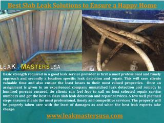 Best Slab Leak Solutions to Ensure a Happy Home