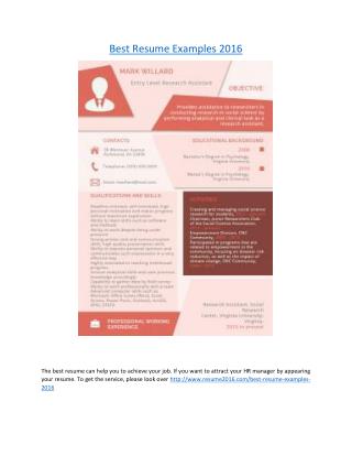 Best Resume Examples 2016