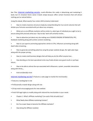 Internet marketing secrets