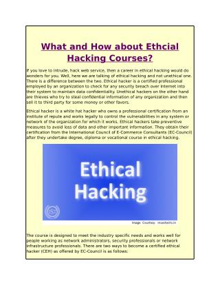 What and How about Ethcial Hacking Courses?