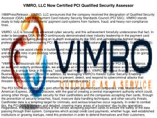 VIMRO, LLC Now Certified PCI Qualified Security Assessor