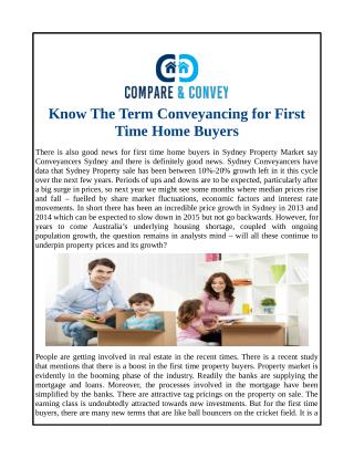 Know The Term Conveyancing for First Time Home Buyers