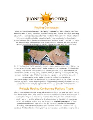 Roofing Contractor Portland