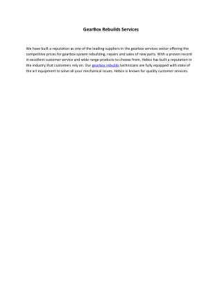 GearBox Rebuilds Services Australia