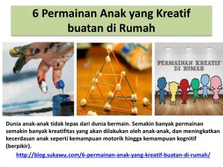 6 Permainan Anak yang Kreatif buatan di Rumah