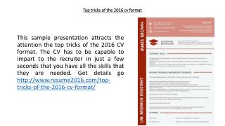 Top tricks of the 2016 cv format