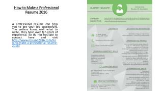 How to Make a Professional Resume 2016