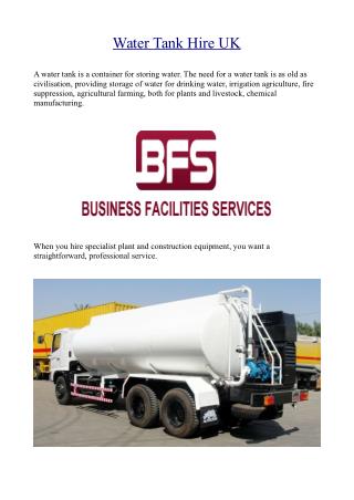 Water Tank Hire UK