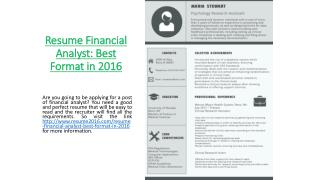 Resume Financial Analyst: Best Format in 2016