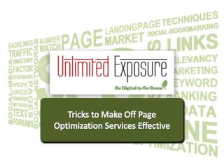 Tricks to Make Off Page Optimization Services Effective