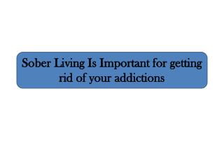 Sober Living Is Important for getting rid of your addictions