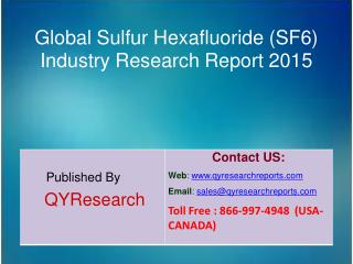 Global Sulfur Hexafluoride (SF6) Market 2015 Industry Outlook, Research, Insights, Shares, Growth, Analysis and Developm